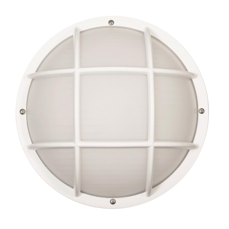 Solus Nautical Round Wall and Ceiling Mount Light with Grid-Style Diffuser Cage, White, 3000K
