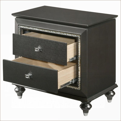 Kaitlyn Champagne Wooden Nightstand - Glam Bedroom Storage