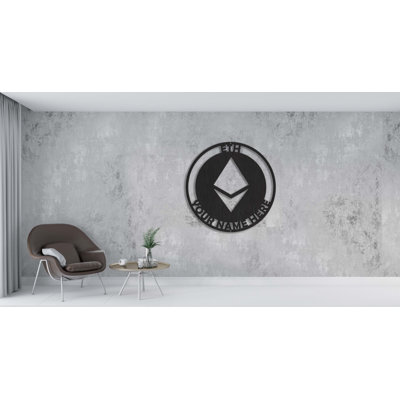 Décoration murale Ethereum en acier thermolaqué découpée au laser pour la maison et le bureau