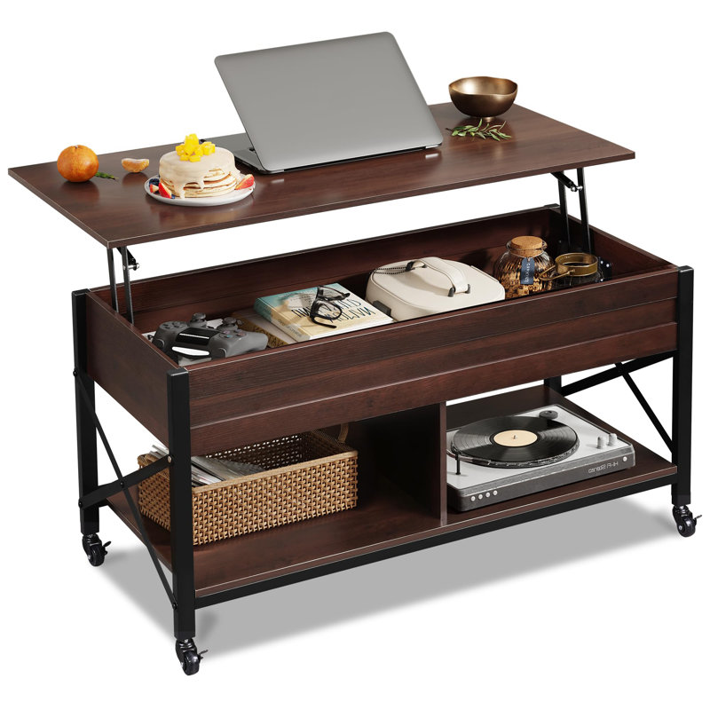 41.3" Lift Top Coffee Table with 4 Wheels, Espresso