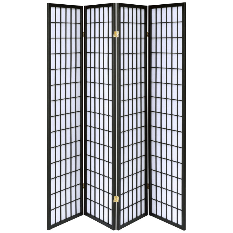 Fabriqué en bois d'hévéa et en papier blanc, ce paravent noir à 4 panneaux de 70,83 pouces de hauteur et 69,5 de largeur ajoute un écran de couleur, idéal comme paravent, grand et élégant