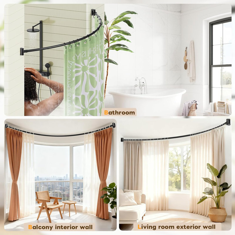75cm Curved Wall Shower Curtain Pole