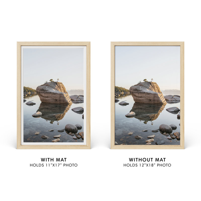 Cadre photo en bois massif avec verre, L 12 po x H 18 po, Beige