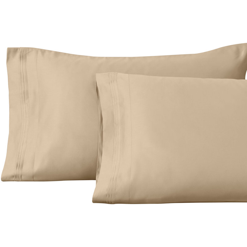 Arling 1000 Thread Count Luxury Certified Egyptian Cotton 2 Piece Sateen Pillowcase, Standard Pillowcase, Tan