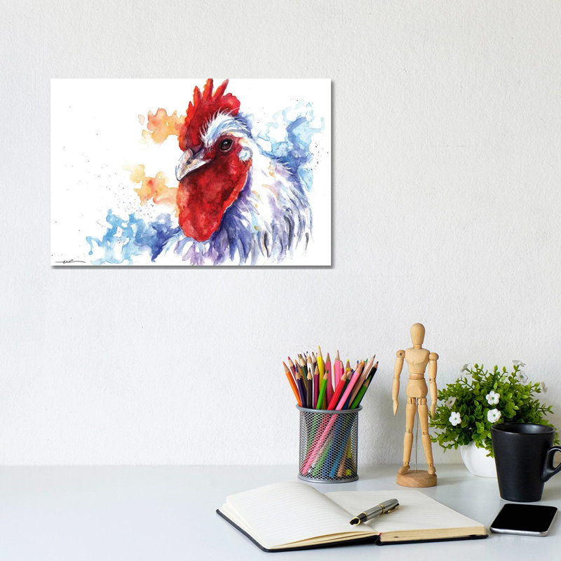 Cock-a-Doodle-Doo 1 Piece Wrapped Canvas Wall Art, 20.32 cm H x 30.48 cm W