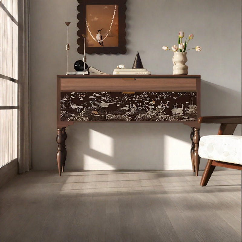 Console rétro avec tiroirs Creative, Brun