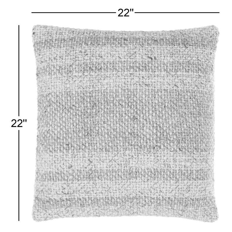 Gray and Beige Striped Wool Square Throw Pillow