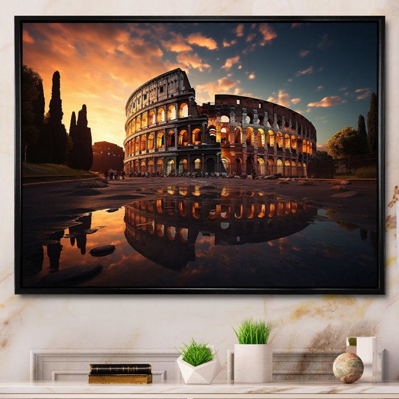 Italy Colosseum Colosseo - Italy Canvas Prints, Cadre flottant noir, 34" H x 44" W
