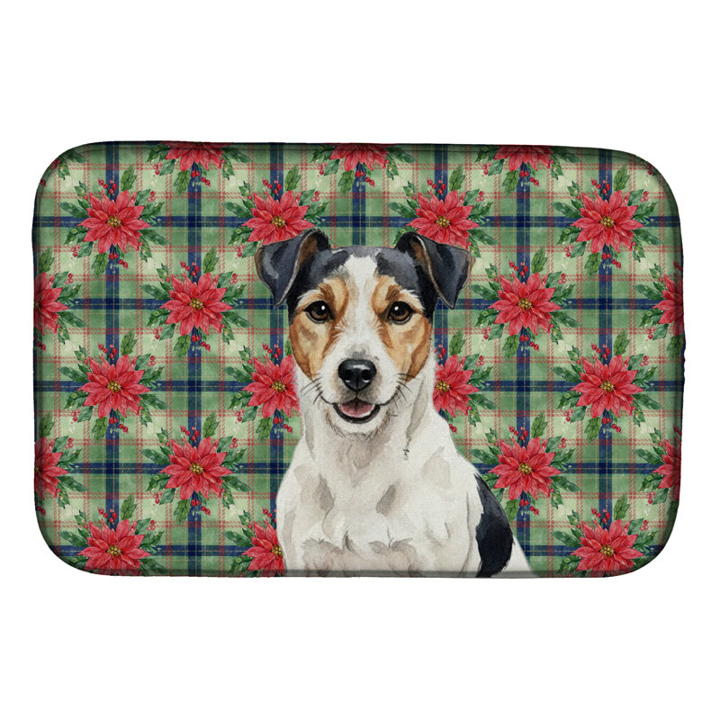 Tapis de vaisselle Parson Russell Terrier Christmas PoinsettIas