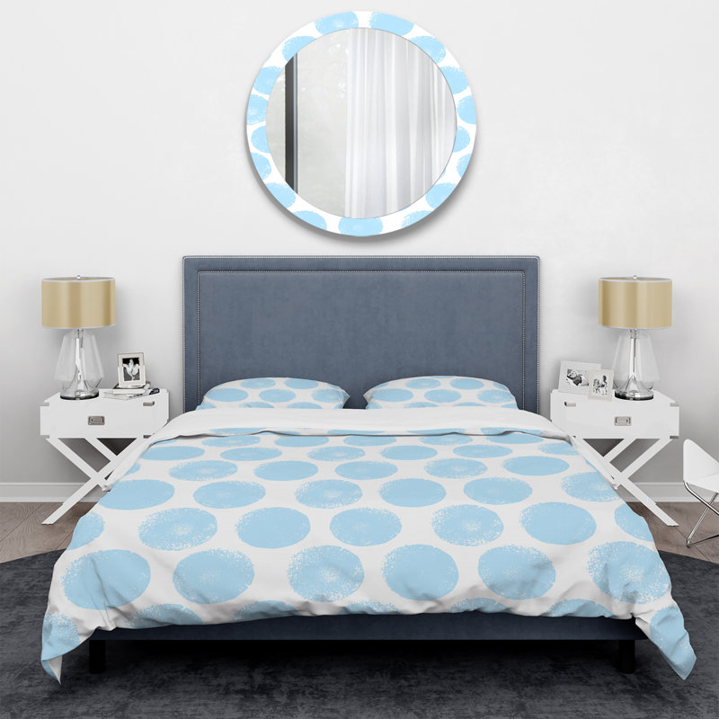 Motif de cercle bleu - ensemble de housse de couette abstrait - polyester microfibre