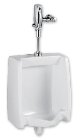 White Vitreous China Ultra High Efficiency Urinal with Chrome Flush Valve