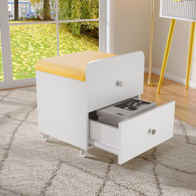 Tabouret de coiffeuse avec tiroir de rangement, table d'appoint carrée avec repose-pieds, siège rembourré pour station de maquillage dans la chambre à coucher