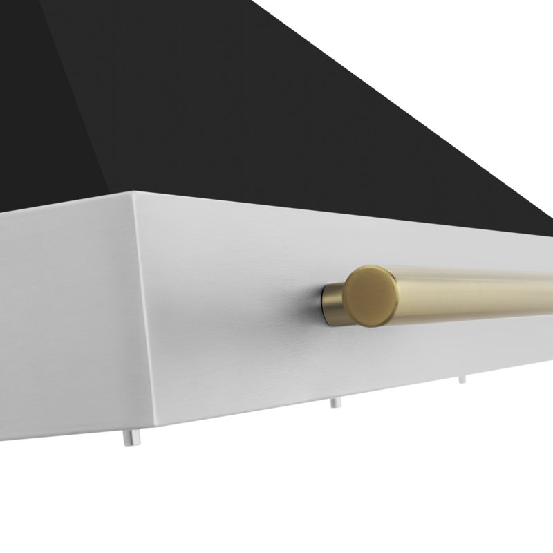 Zline Hotte en acier inoxydable avec coquille noire mate Autograph Edition, Bronze champagne