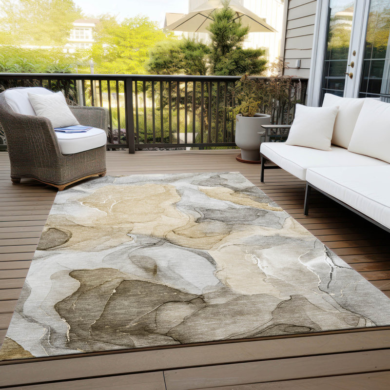 Alfonzo Washable Abstract Indoor / Outdoor Rug, Rectangle 9' x 12'
