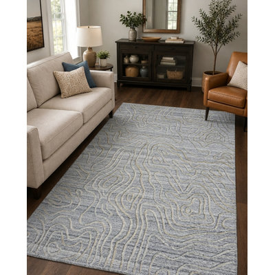Hand Woven Overtufted Kilim Abstract Polypropylene Silver Rectangle Indoor Area Rug