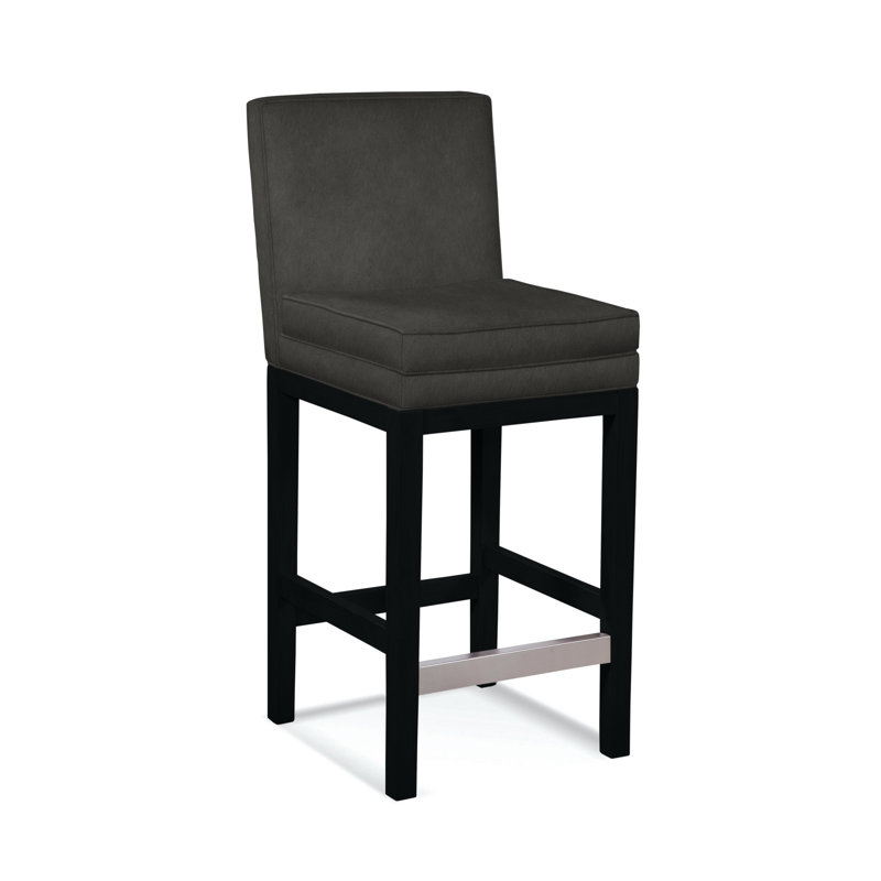 Upholstered Stool, White Textured Performance; 0865-91, Black Finish