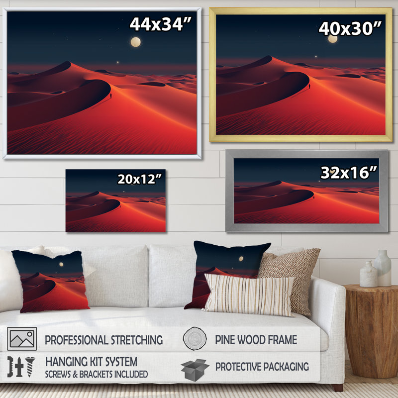 Red Desert Twilight Photo IV - Art mural désert, Cadre flottant noir, H 16 po x l 32 po x P 1 po