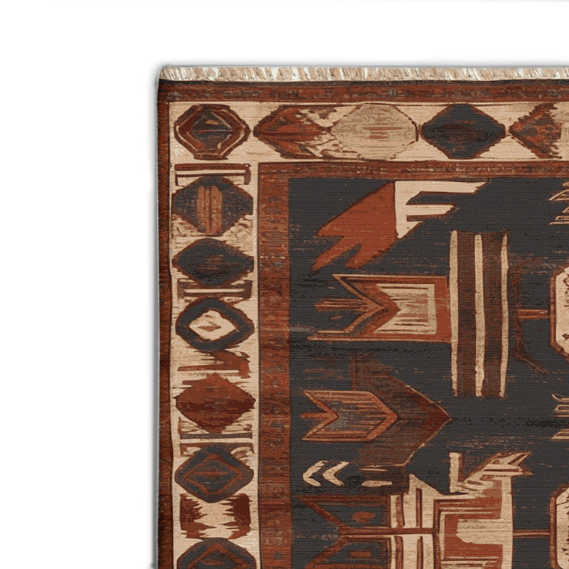 Turkish Black Indoor and Outdoor Area Rug, Rectangle 8' x 10'
