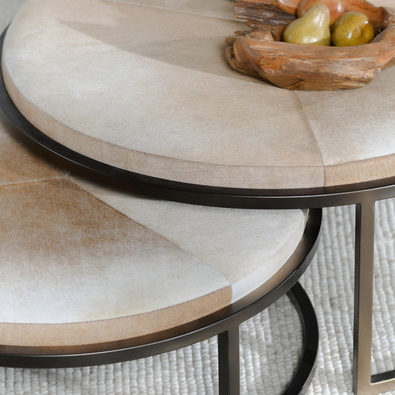 Hayword Hair on Hide Set of 2 Nesting Coffee Tables, Blonde