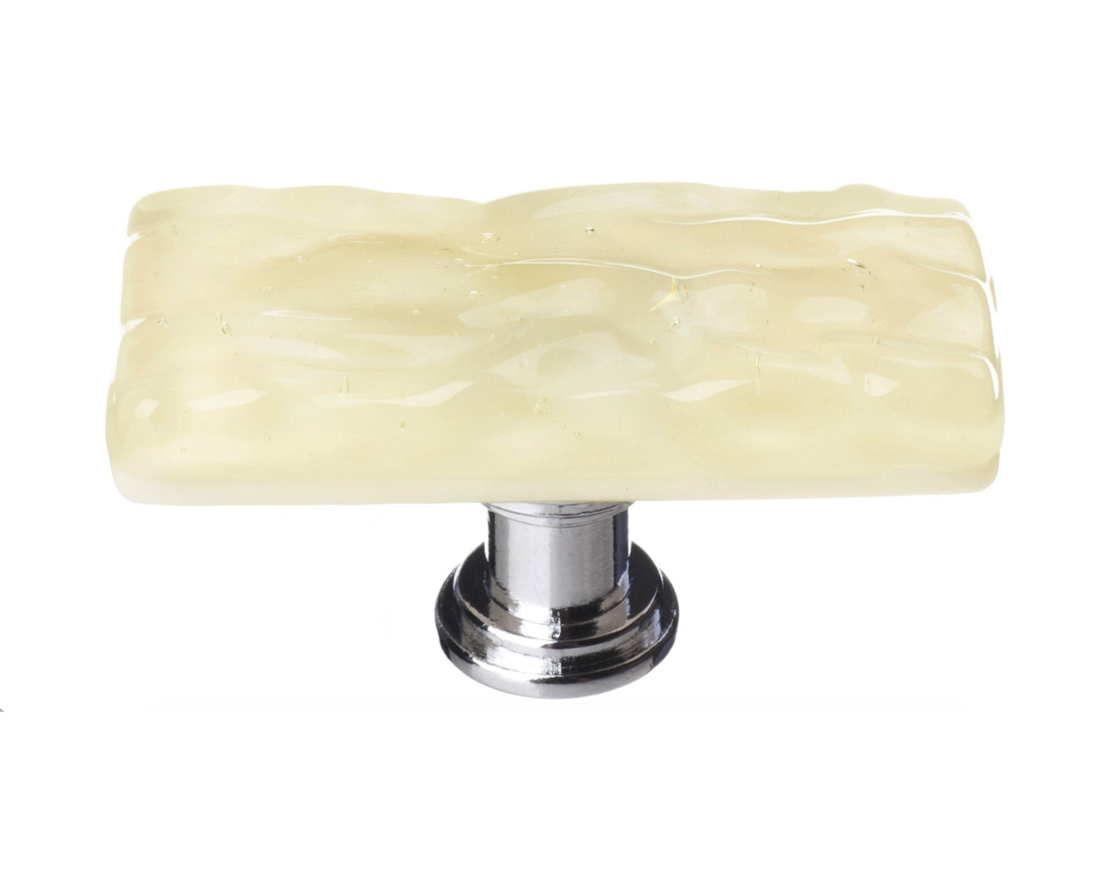 Skinny Glacier 2" Length Rectangle Knob, Polished Chrome, Pale Yellow