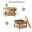 Table basse ronde de 31,5 po avec rangement dissimulé et tablette inférieure ouverte en bois naturel