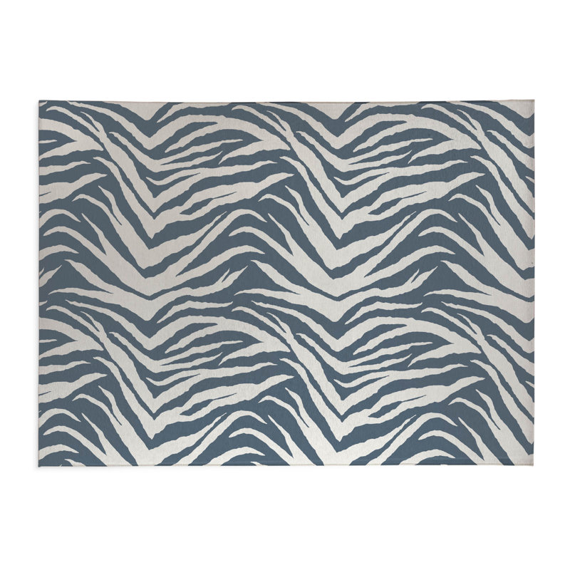 Zebra Patch Indoor Doormat, 36" W x 60" L, Blue