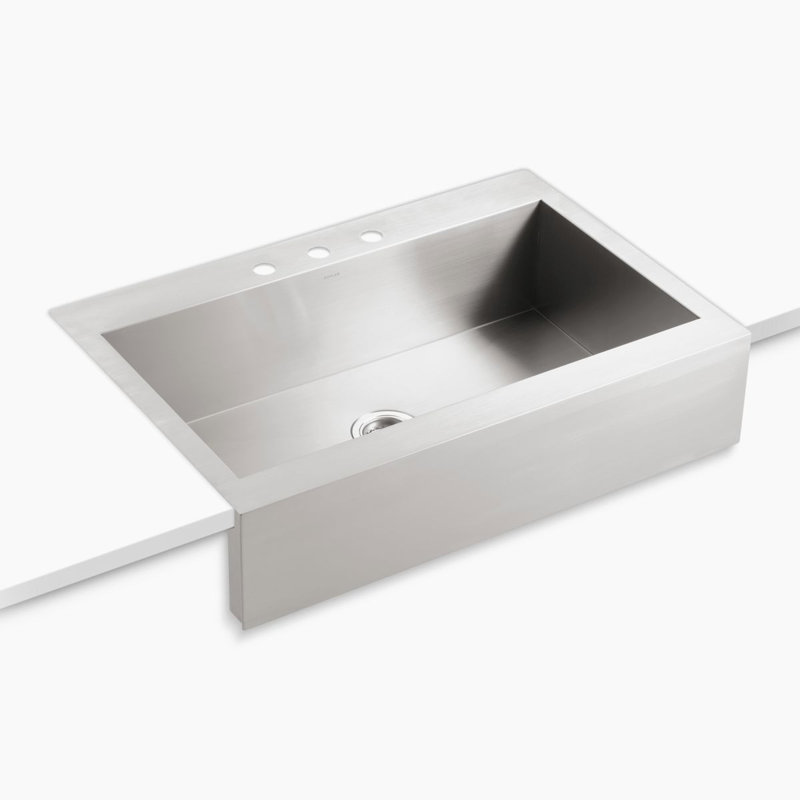 Vault™ 35-3/4" x 24-5/16" x 9-5/16" Top-Mount Single-Bowl Stainless Steel Kitchen Sink, 3 Holes