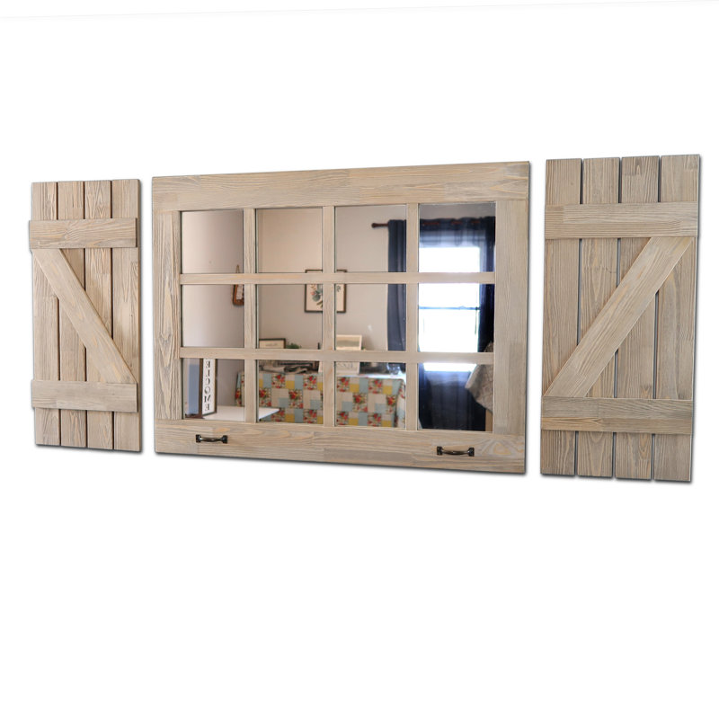 Xally Solid Wood Rectangle Wall Mirror, Natural Color