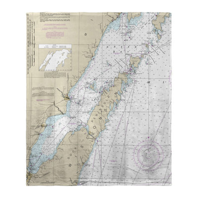Door County Green Bay, WI Nautical Map Silk-Touch Throw