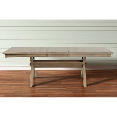 Raven Wood Trestle Extendable Dining Table with Leaf, Glazed Pine Brown - Table Base