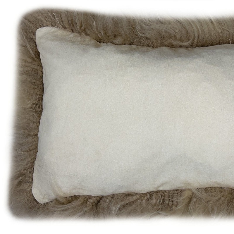 Taupe Sheepskin Rectangular Throw Pillow Set
