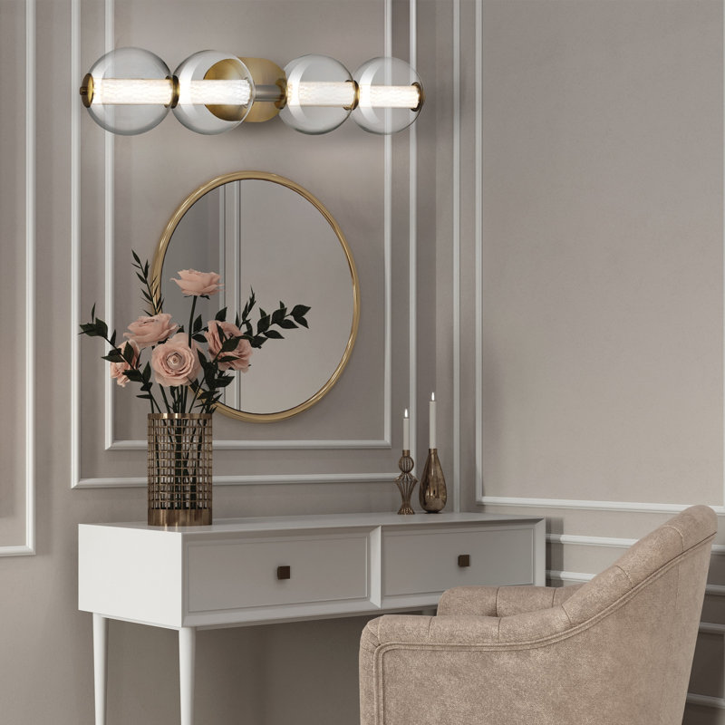 Atomo 4 Vanity Light with Clear Glass, Gold