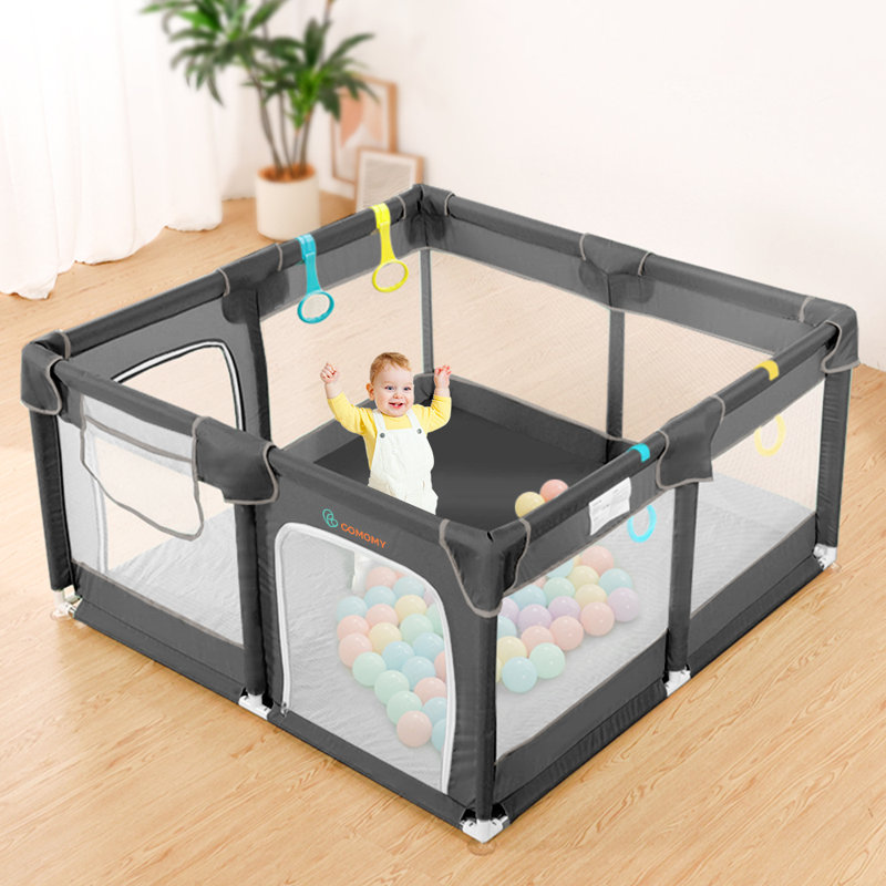 Parc pour bébé, 50 pouces / 74 pouces pour les bébés et les tout-petits, centre de jeu de sécurité, Gris