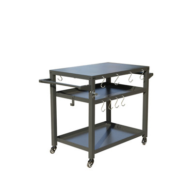 3-Shelf Outdoor Grill Table, Grill Cart Outdoor with Wheels, Pizza Oven and Food Prep Table, Blackstone Table with Stainless Steel Tabletop, Grill Sta by Ebern Designs