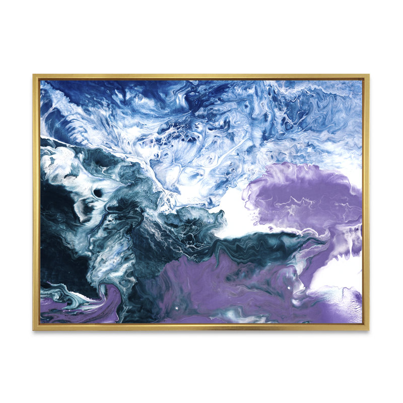 «Blue and Violet», impression sur toile, Cadre flottant doré, H 34 po x l 44 po x P 1,5 po