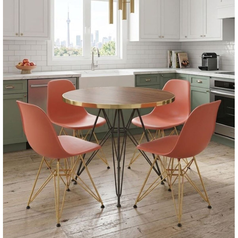 Chaise en plastique Luna, Orange doux, Doré