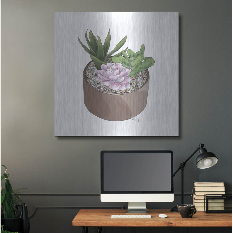 «Succulent Planter I» par Heidi Kuntz, art mural en métal, H 36 po x l 36 po