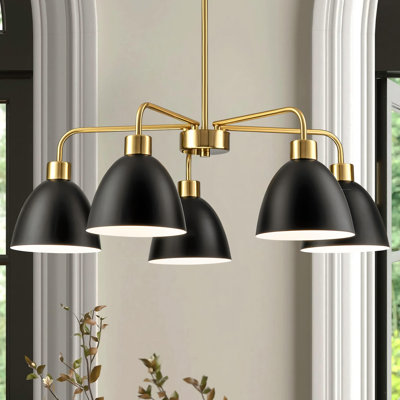 Luminaire suspendu industriel classique / traditionnel en métal à 5 lumières Metallux