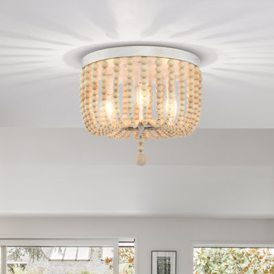 Lustre encastré en bois 12,6 po à 3 lumières Hileman
