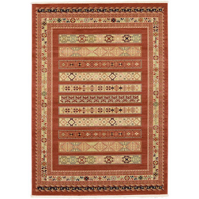 Tapis décoratif géométrique rouge profond Frederik