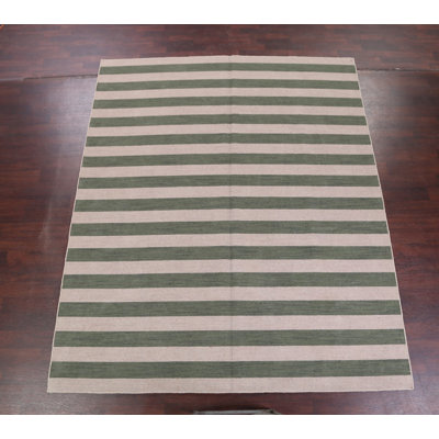 Tapis d’intérieur en laine ivoire/vert 8 pi 4 po x 10 pi 1 po one-of-kind à la main-noué la 2010 gabbeh Nathanson