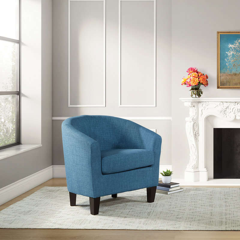 Fauteuil demi-tonneau en polyester de 30 po de largeur Filton, Polyester bleu