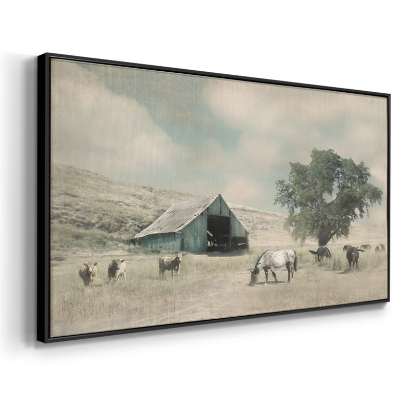 Charme de grange - Toile tendue avec châssis encadré - Prêt à être accroché, H 25 po x l 49 po, Noir