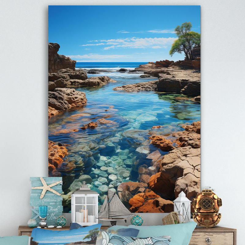 Beach Photo Tranquil Tidepools I - Art mural sur toile nautique et plage, H 40 po x l 30 po x P 1,5 po, Toile tendue