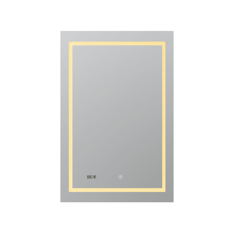Daytona Elegance 30x40 Silver LED Bathroom Vanity Mirror with Anti-Fog and Dimmable Light