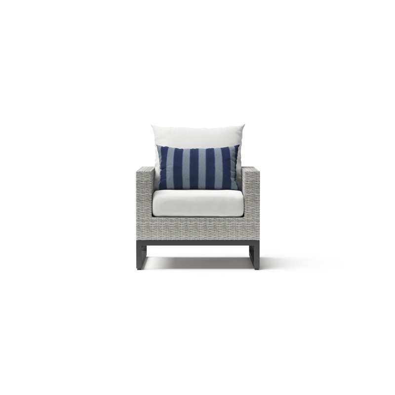 2Pc Sunbrella Outdoor Club Chairs - Grey, Gray, Green Blue