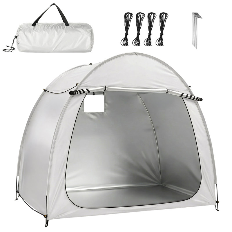 Tente de rangement pour vélo à arc, abri imperméable résistant aux rayons UV Oxford, cadre à double fermeture à glissière, fenêtre de ventilation, installation facile en 3 minutes pour le vélo, les outils de jardin, le rangement extérieur