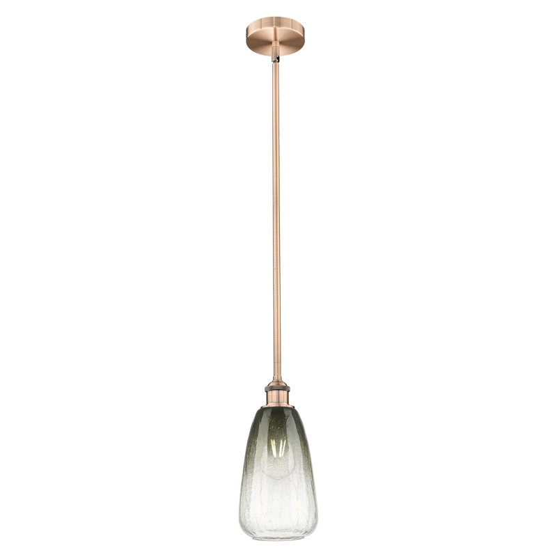 Edison - Brookhaven Amande - Mini-luminaire suspendu avec tige 6 po 1 lumière, Ardoise, Cuivre antique