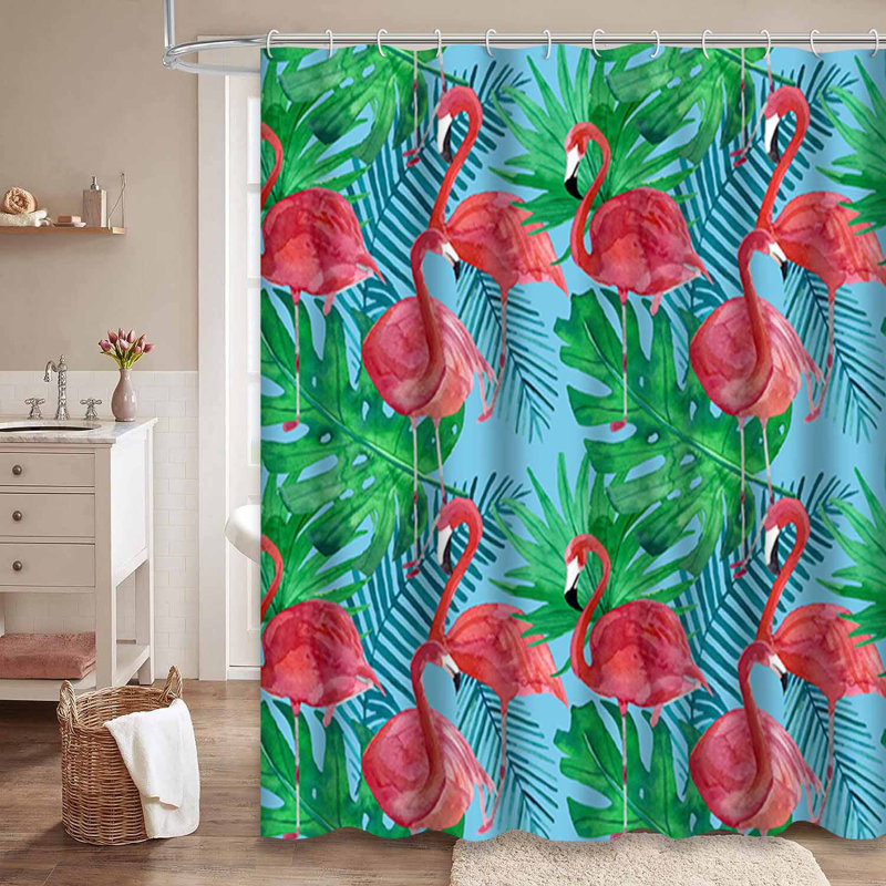 Été, aquarelle, palmiers exotiques tropicaux, bel oiseau avec 12 crochets, L 72 po x l 72 po
