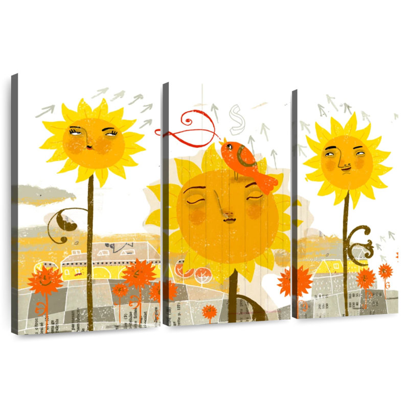Tournesols abstraits d'Alvord, H 42 po x l 65 po